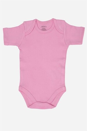 %100 Organik Pamuk 3'lü Pembe Kısa Kollu Bebek Çıtçıtlı Zıbın Body - 2
