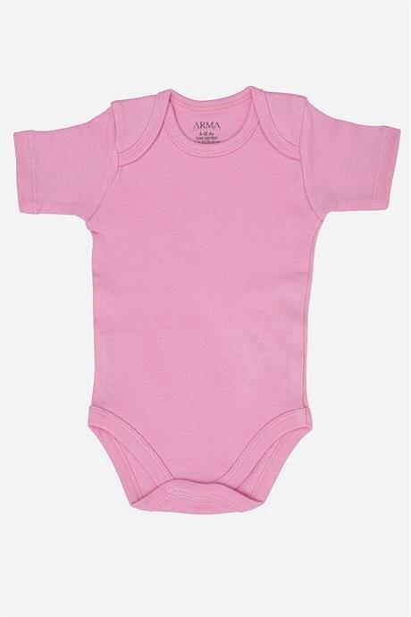 %100 Organik Pamuk 3'lü Pembe Kısa Kollu Bebek Çıtçıtlı Zıbın Body - 2