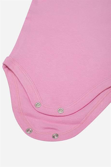 %100 Organik Pamuk 3'lü Pembe Kısa Kollu Bebek Çıtçıtlı Zıbın Body - 4