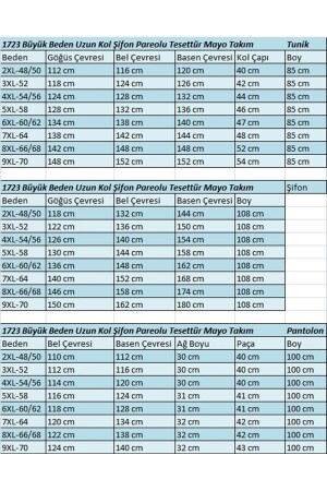 1723 Büyük Beden Uzun Kol Şifon Pareolu Tesettür Mayo Takım - Yaprak Desen Hardal - 2