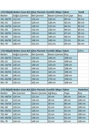 1723 Büyük Beden Uzunkol Şifon Pareolu Tesettür Mayo - Aqua Mavi - (1)