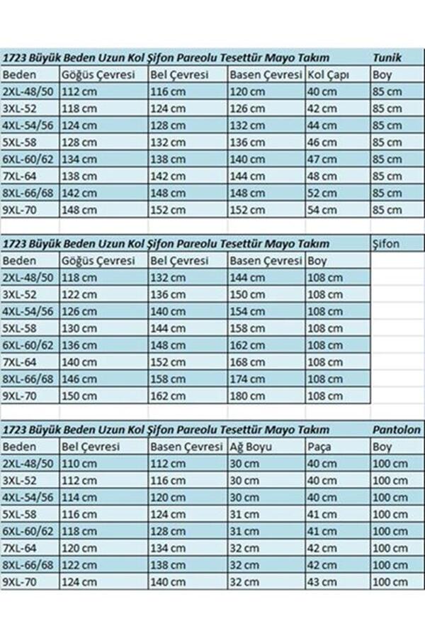 1723 Büyük Beden Uzunkol Şifon Pareolu Tesettür Mayo - Yaprak Desen Ekru-Laci - 2
