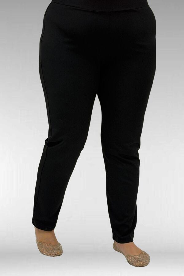 1727 Büyük Beden Uzunkol Tesettür Mayo Takım - Yaprak Desen Mavi-Siyah - 3