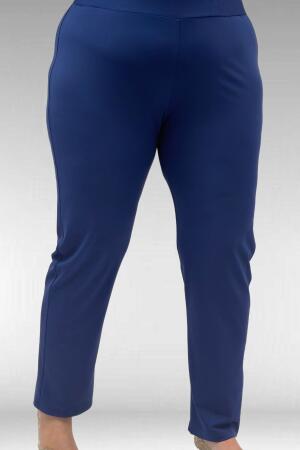 1739 Büyük Beden Önü Taş Baskılı Uzunkol Tesettür Mayo - İndigo - 3