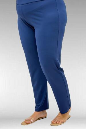 1740 Büyük Beden Düz Renk Tesettür Mayo - İndigo - 3