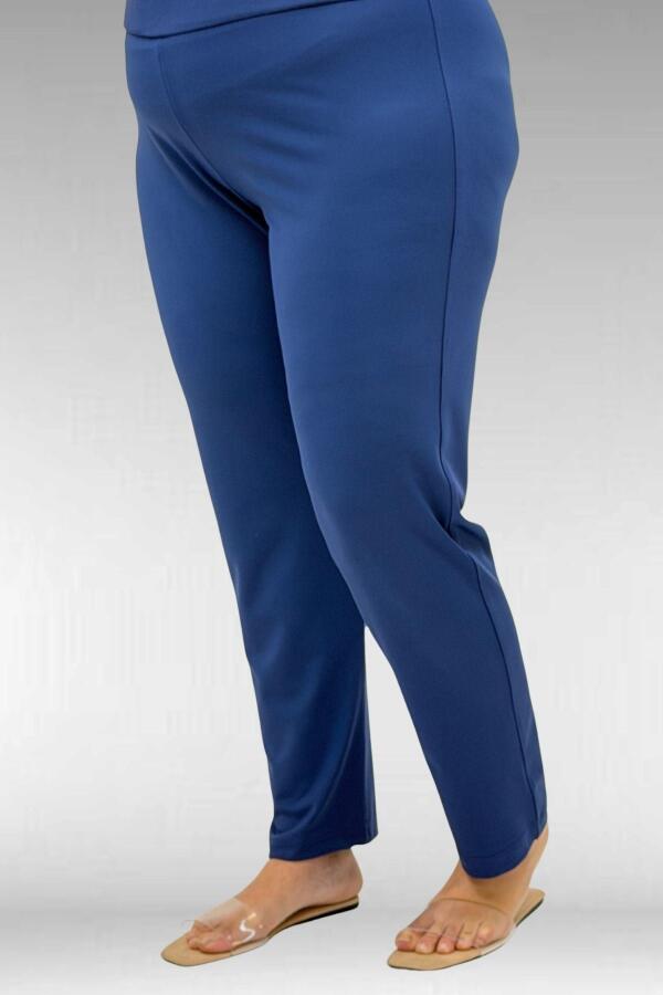 1740 Büyük Beden Düz Renk Tesettür Mayo - İndigo - 3