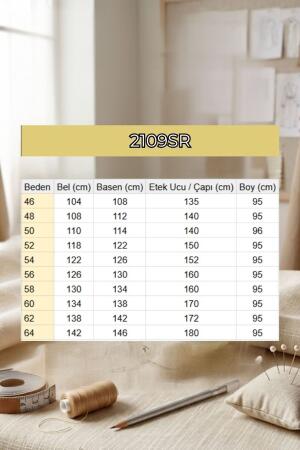 2109Sr Cepte Yıldız Düğme Detaylı Keten Etek - İndigo - (1)