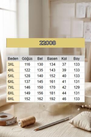 22008 Büyük Beden Kolu Lastikli Elbise - Petrol - (1)