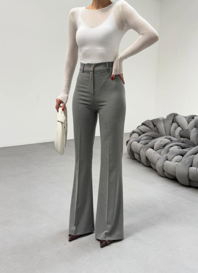 230 Gr Poly Viscose Full Lycra İspanyol Paça Pantolon - 4