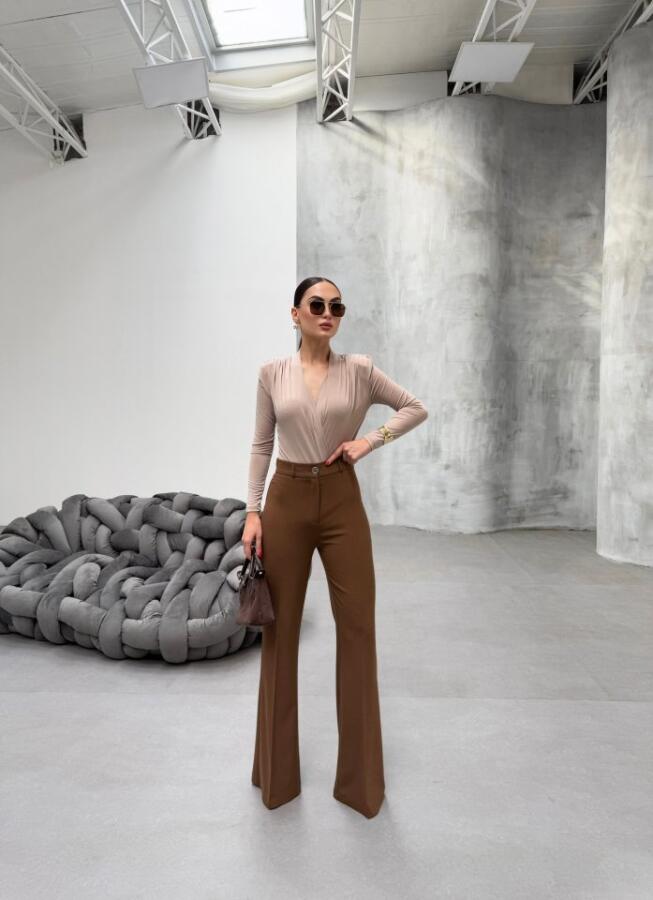 230 Gr Poly Viscose Full Lycra İspanyol Paça Pantolon - 3