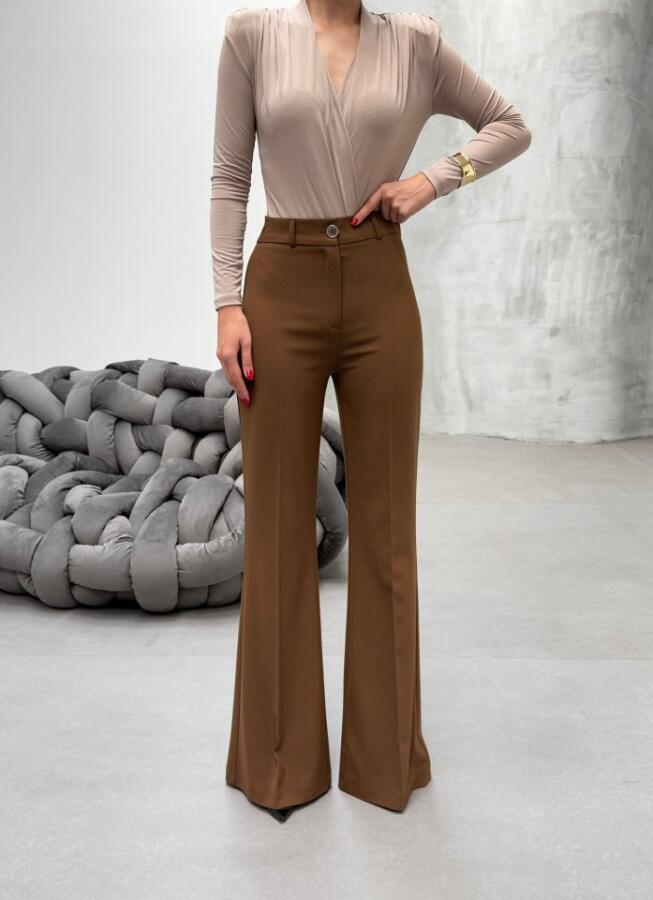230 Gr Poly Viscose Full Lycra İspanyol Paça Pantolon - 4