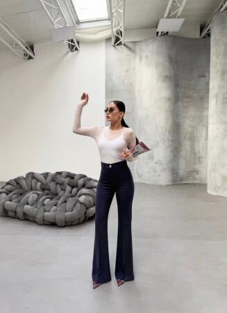 230 Gr Poly Viscose Full Lycra İspanyol Paça Pantolon - 3