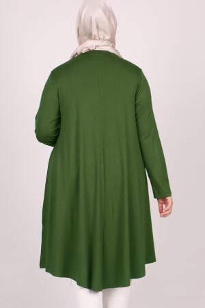 28016 Büyük Beden Mevlana Penye Tunik - Haki - 2