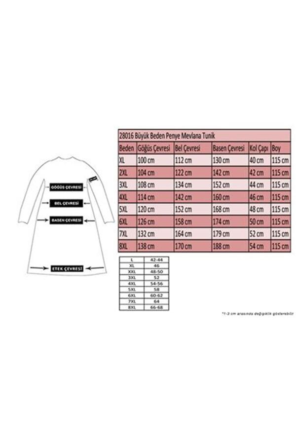 28016 Büyük Beden Penye Mevlana Tunik - Gri - 2
