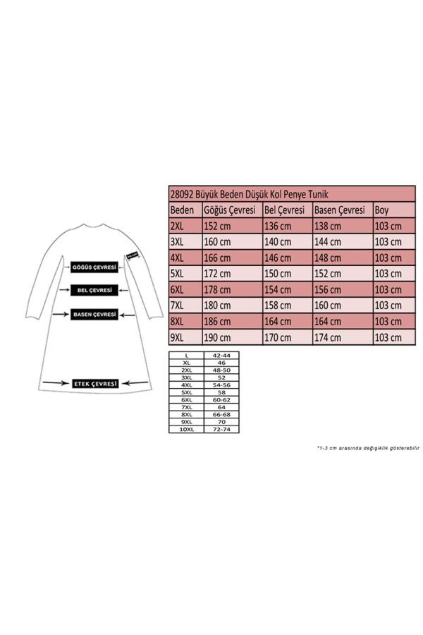 28092 Büyük Beden Düşük Kol Penye Tunik - İndigo - 2