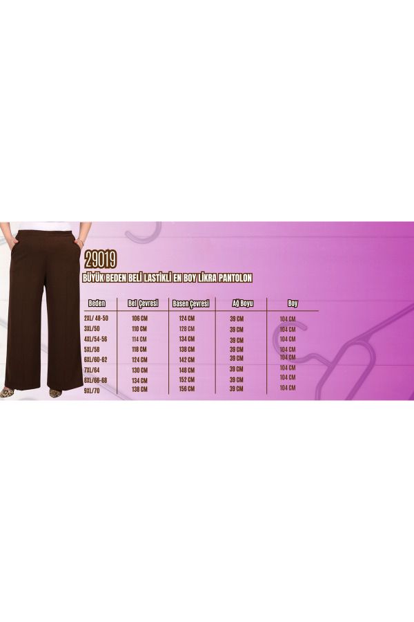 29019 Büyük Beden Beli Lastikli En Boy Likra Pantolon - Kırmızı - 2