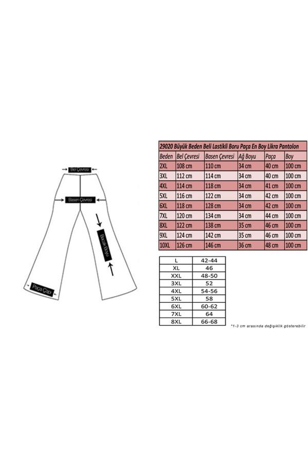 29020 Büyük Beden Beli Lastikli Boru Paça En Boy Pantolon - Siyah - 3