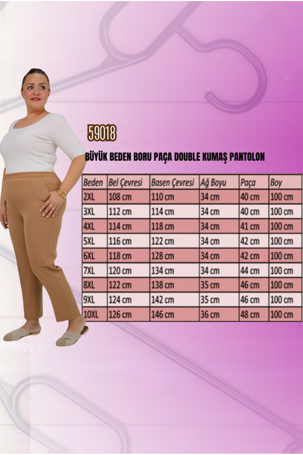 29020 Büyük Beden Beli Lastikli Boru Paça Pantolon - Lacivert - 2