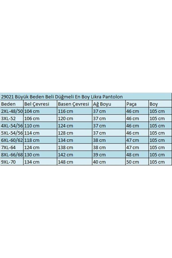 29021 Büyük Beden Beli Düğmeli En Boy Likra Pantolon - Siyah - kopya - 2