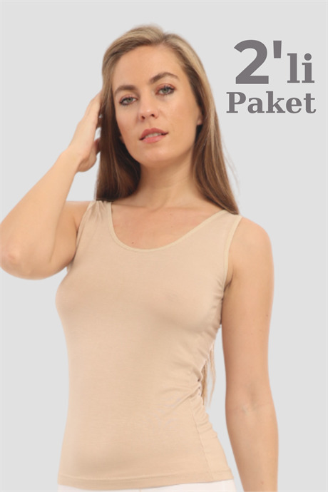 2'li Paket Ten Kadın Bambu Kalın Askılı Atlet - 1