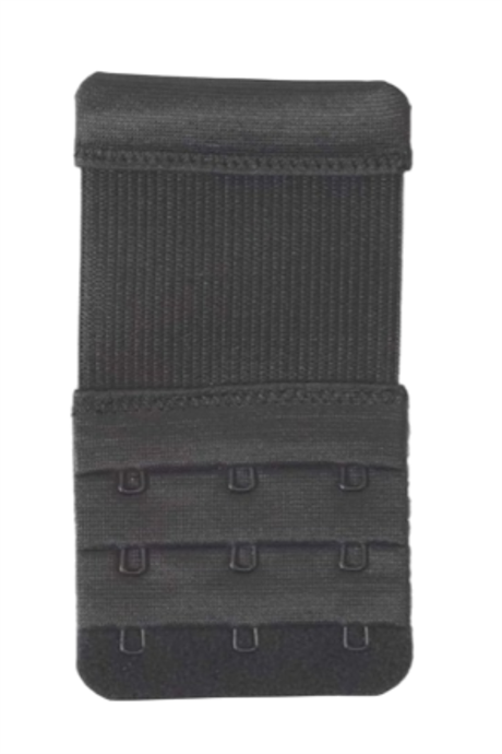 3 Adet Siyah Lastikli Sütyen Uzatma Agrafı Geniş 3 Kancalı Ek Aparat - 2