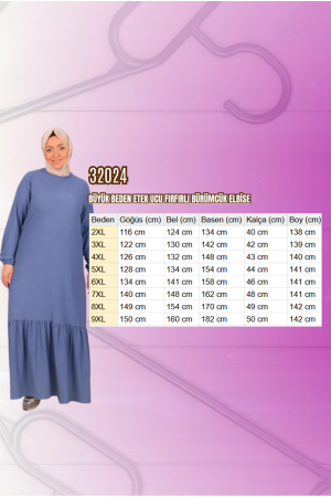 32024 Büyük Beden Etek Ucu Fırfırlı Bürümcük Elbise - Taba - 2