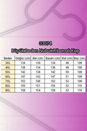33074 Büyük Beden Nubuk Ribanalı Kap - Gri - 2
