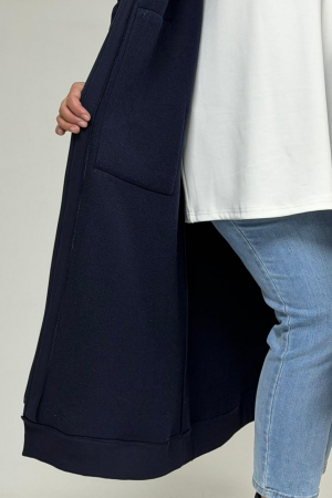 33103 Büyük Beden Fermuarlı Üç İplik Kap - Lacivert - 3