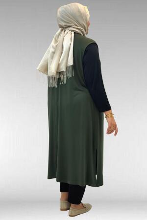 34000 Büyük Beden Penye Giy-Çık Yelek - Haki - 3