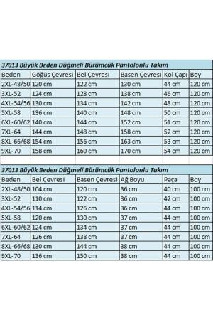 37013 Büyük Beden Düğmeli Bürümcük Pantolonlu Takım - Kahverengi - 2