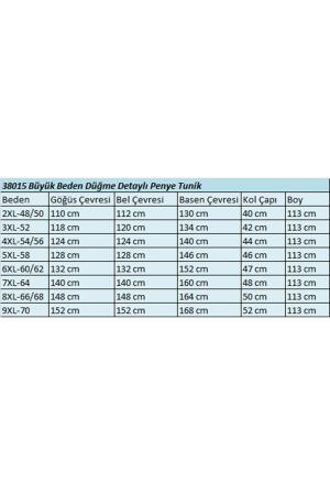 38015 Büyük Beden Düğme Detaylı Penye Tunik - İndigo - 2