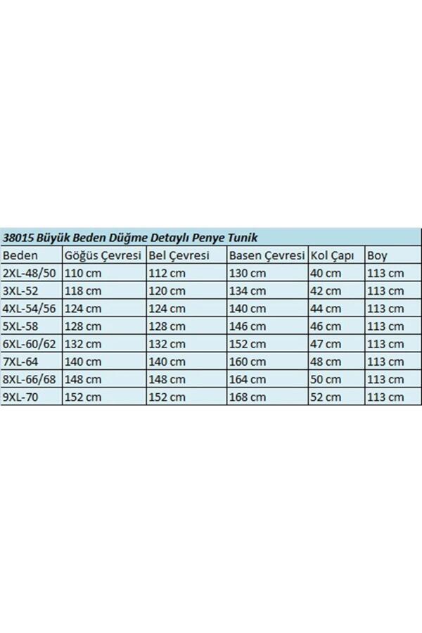 38015 Büyük Beden Düğme Detaylı Penye Tunik - Mürdüm - 1