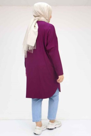 38111 Büyük Beden Basic Penye Tunik - Mürdüm - 3