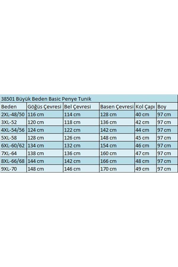 38501 Büyük Beden Basic Penye Tunik - İndigo - 2