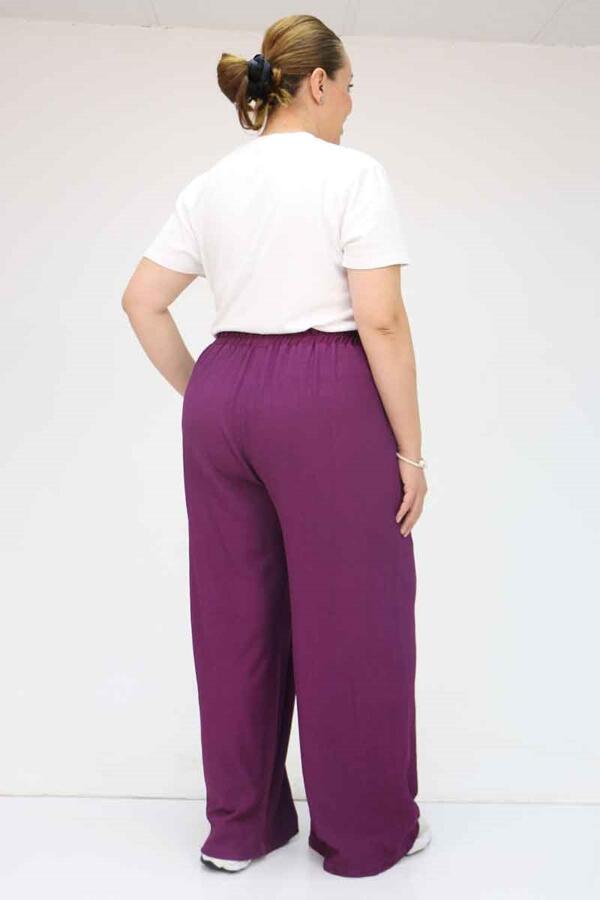 39012 Büyük Beden Bolpaça Bürümcük Pantolon - Mürdüm - 3