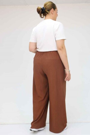 39012 Büyük Beden Bolpaça Bürümcük Pantolon - Taba - 3