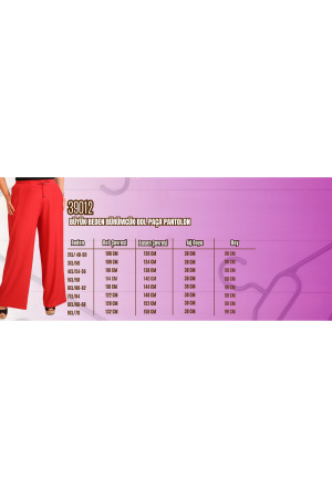 39012 Büyük Beden Bürümcük Bol Paça Pantolon-Gül Kurusu - 2