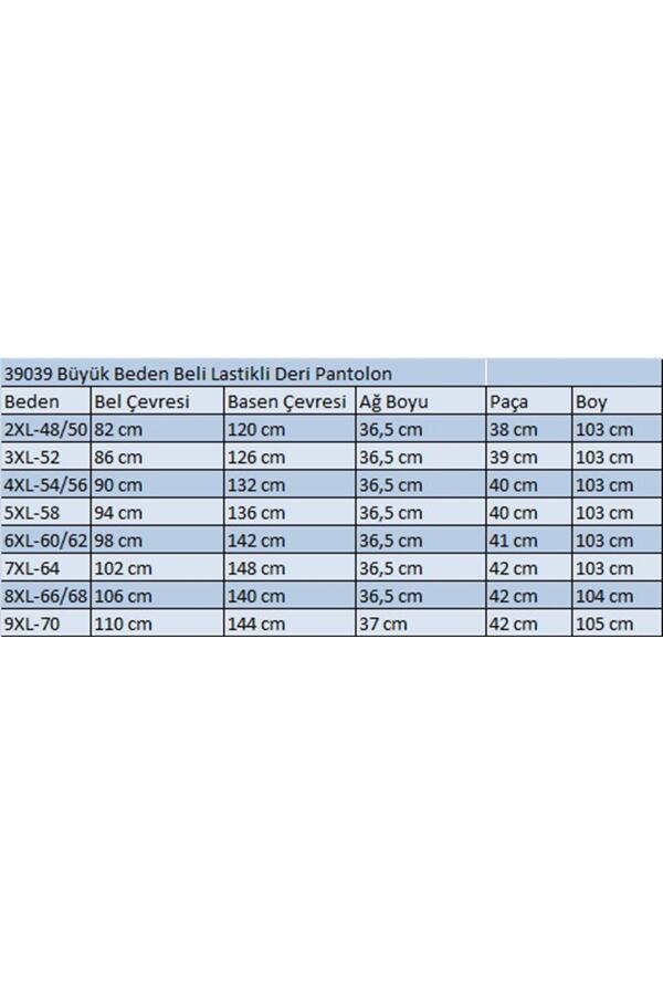 39039 Büyük Beden Beli Lastikli Deri Pantolon-Siyah - 2