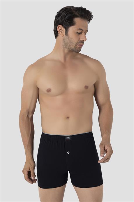 3'lü Paket Erkek Büyük Beden Boxer Siyah %100 Pamuklu Penye Geniş Kalıp Battal Boy İç Çamaşırı - 2