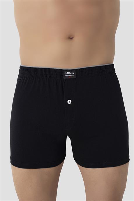 3'lü Paket Erkek Büyük Beden Boxer Siyah %100 Pamuklu Penye Geniş Kalıp Battal Boy İç Çamaşırı - 3