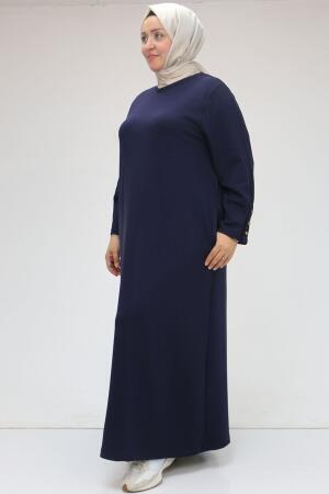42031 Büyük Beden Cepli Patlı Oysho Elbise - Lacivert - 3