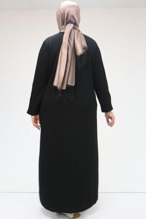 42031 Büyük Beden Cepli Patlı Oysho Elbise - Siyah - 3