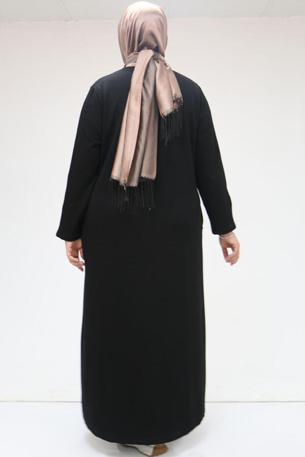 42031 Büyük Beden Cepli Patlı Oysho Elbise - Siyah - 3