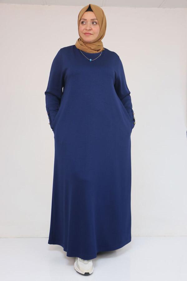 42031 Büyük Beden Cepli Patlı Oysho Elbise - Siyah - 1