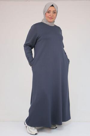 42031 Büyük Beden Cepli Patlı Oysho Elbise - Siyah - 