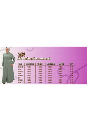 42034 Büyük Beden Önden Bağlamalı Panama Elbise - Mürdüm - 2