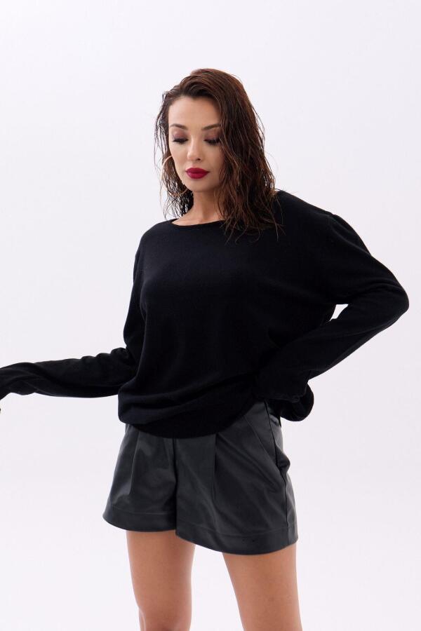 4216 TRİKO DÜZ SALAŞ KAZAK-SİYAH - 3