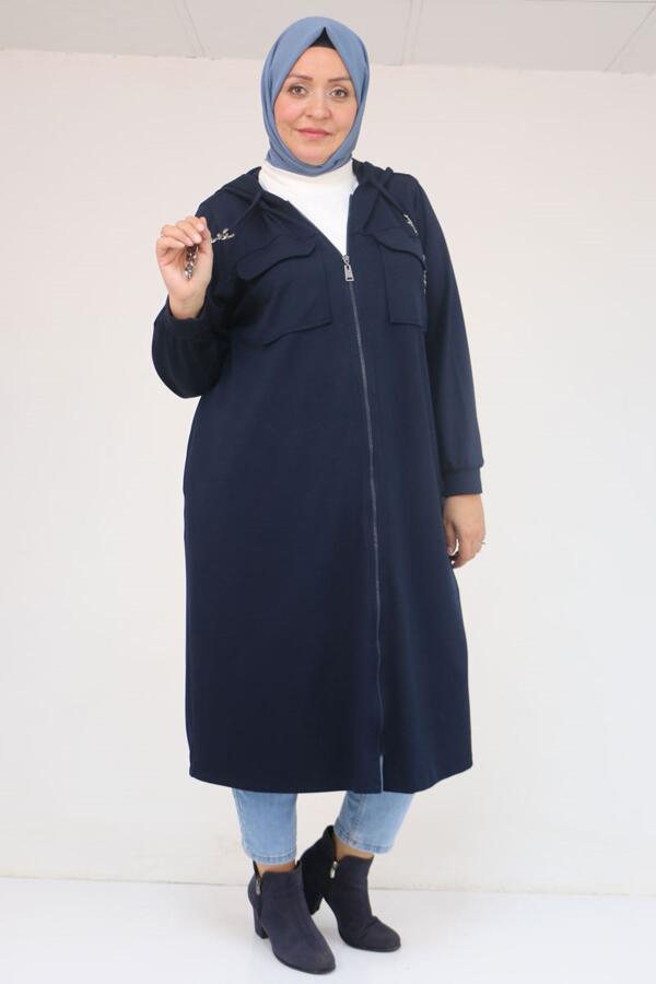 43036 Büyük Beden Zincir Kordonlu Oysho Kap - Siyah - 1