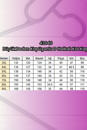 43049 Büyük Beden Kapüşonlu D Halkalı Kot Kap - Gri - 2