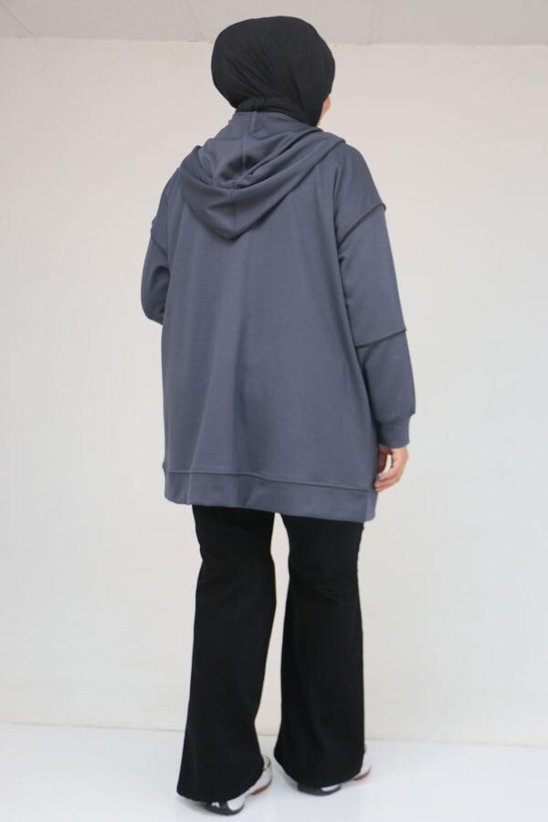 43072 Büyük Beden Waterport Biyeli Oysho Ceket - Antrasit - 3